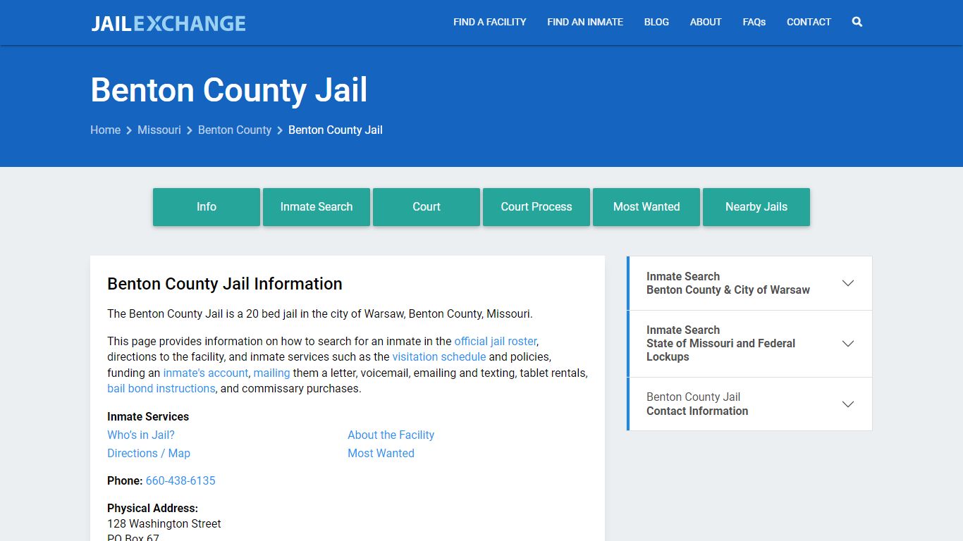 Benton County Jail, MO Inmate Search, Information