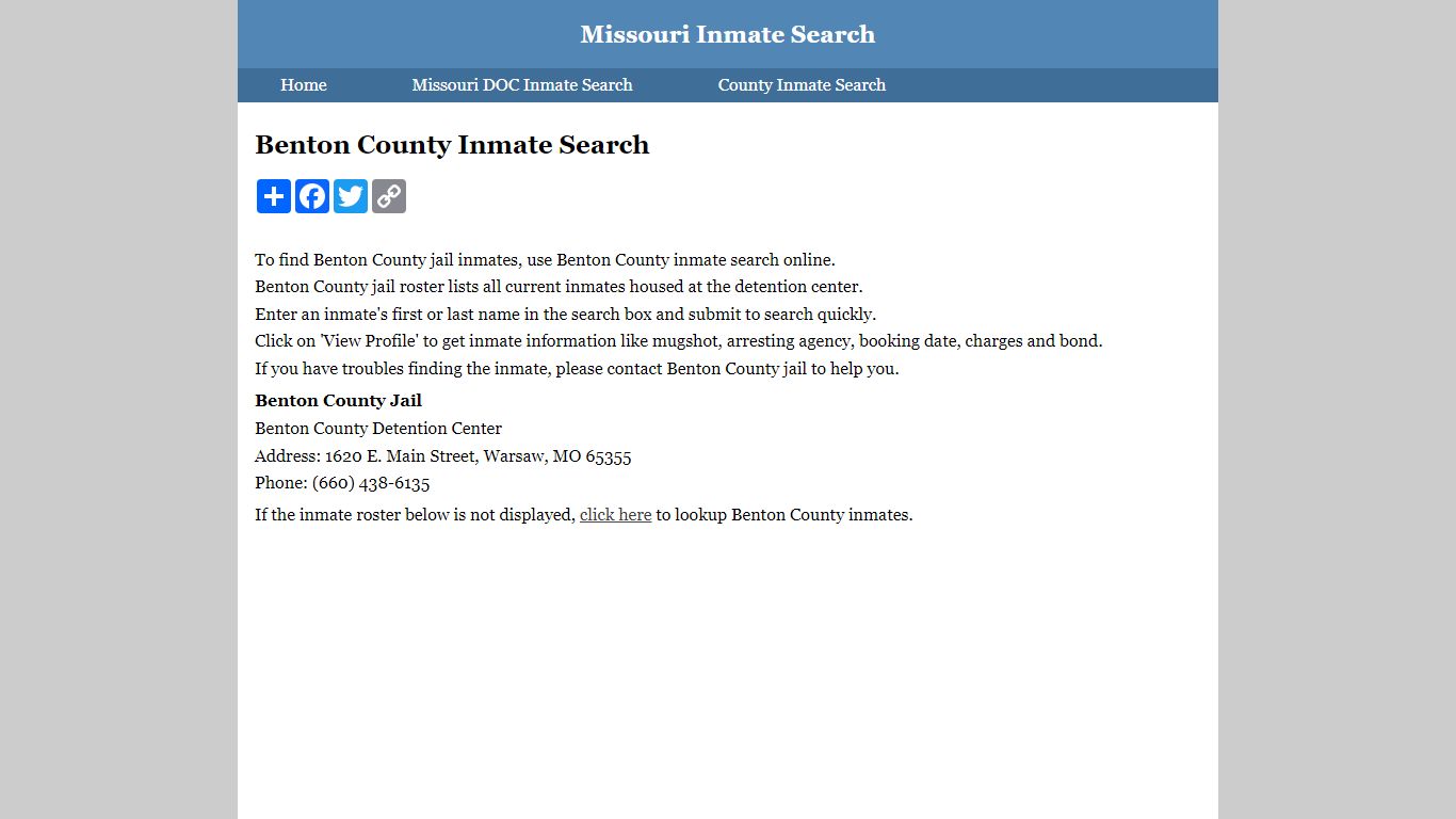 Benton County Inmate Search